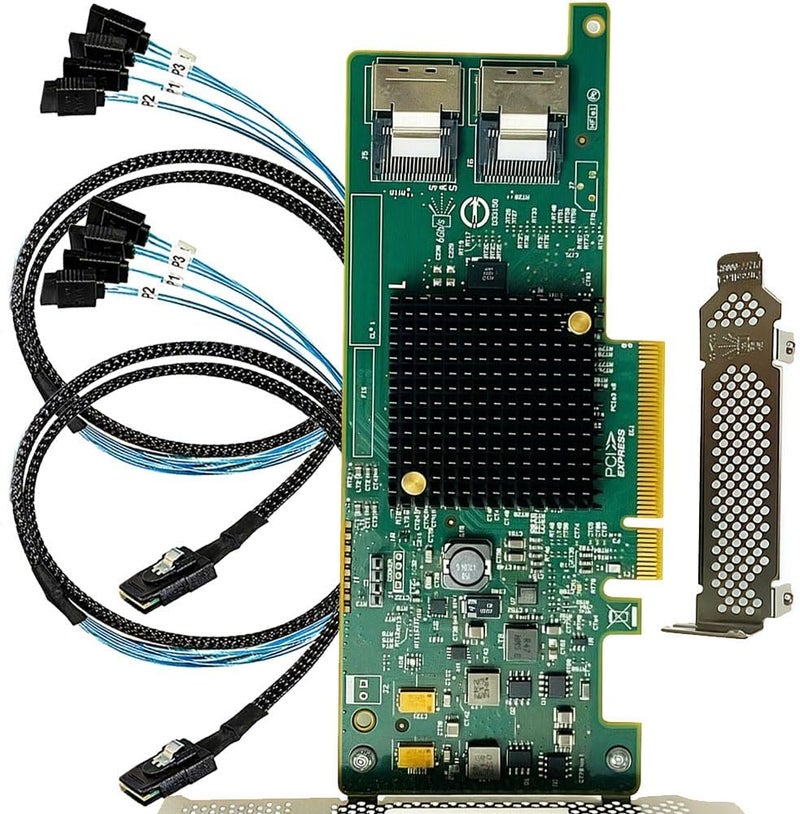 LAMPAN بطاقة SAS HBA متوافقة مع LSI 9207-8i وضع IT بطاقة توسيع PCIe SATA، 8 منافذ 6Gbps PCIe 3.0، دعم موسع SAS، وحدة تحكم HBA مع 2× كابلات SFF-8087 إلى 4× SATA لـ ZFS TrueNAS unRAID Proxmox - Image 1